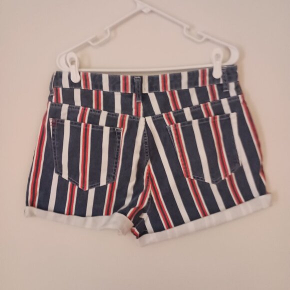 BDG Urban Outfitters Striped Mom Buttonup Denim Shorts Red White Blue Womens W32 - Picture 16 of 16